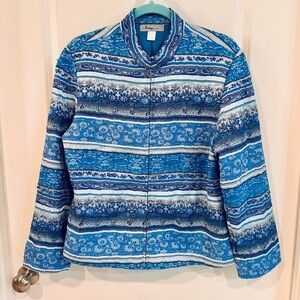 Analog Blue and White Jacket with Nordic Pattern
